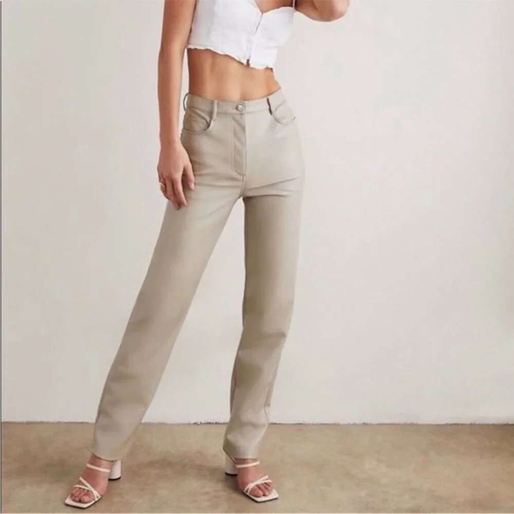Aritzia Wilfred Melina Super High Rise Pants- faux Leather Size 8
